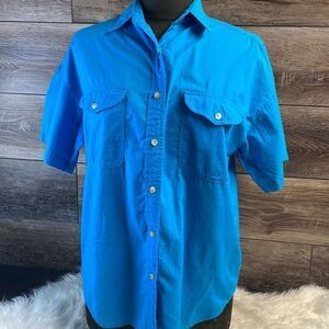 BEST American Clothing Co,Ladies Button Up Top, Size S, Blue